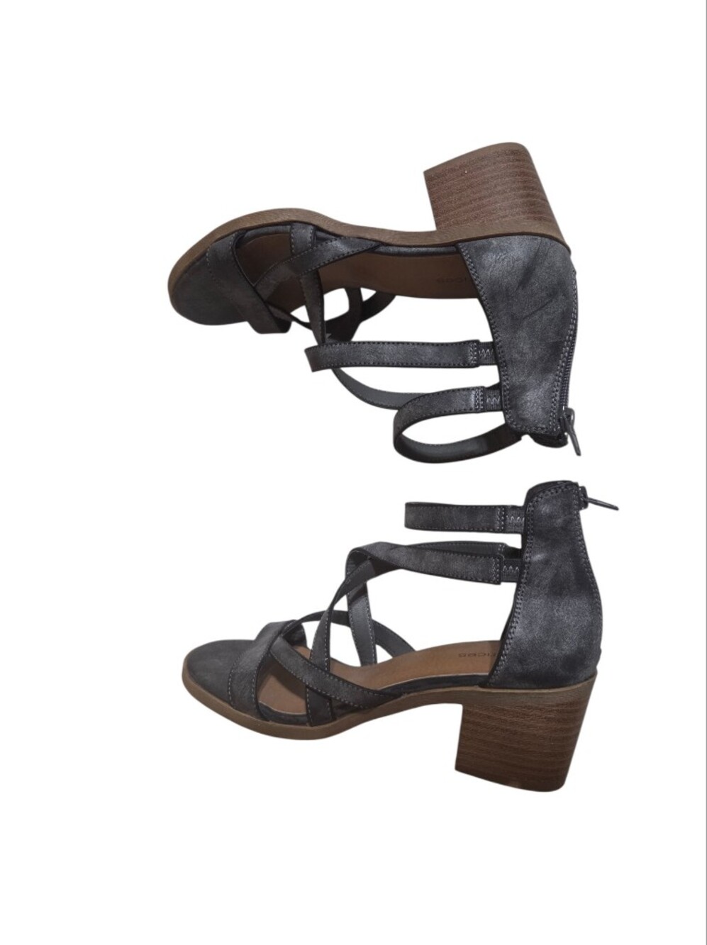 Women's Strappy Block Heel Sandals - Charcoal Gray
